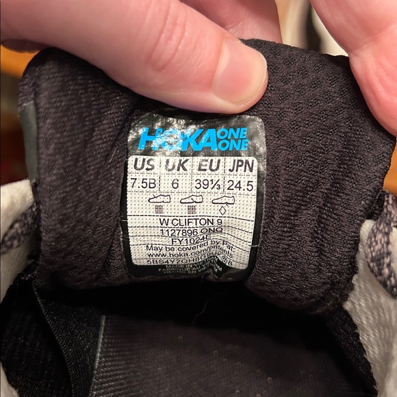 Hoka Women's Clifton 9 Black and Pink Sneakers - Picture 6 of 6